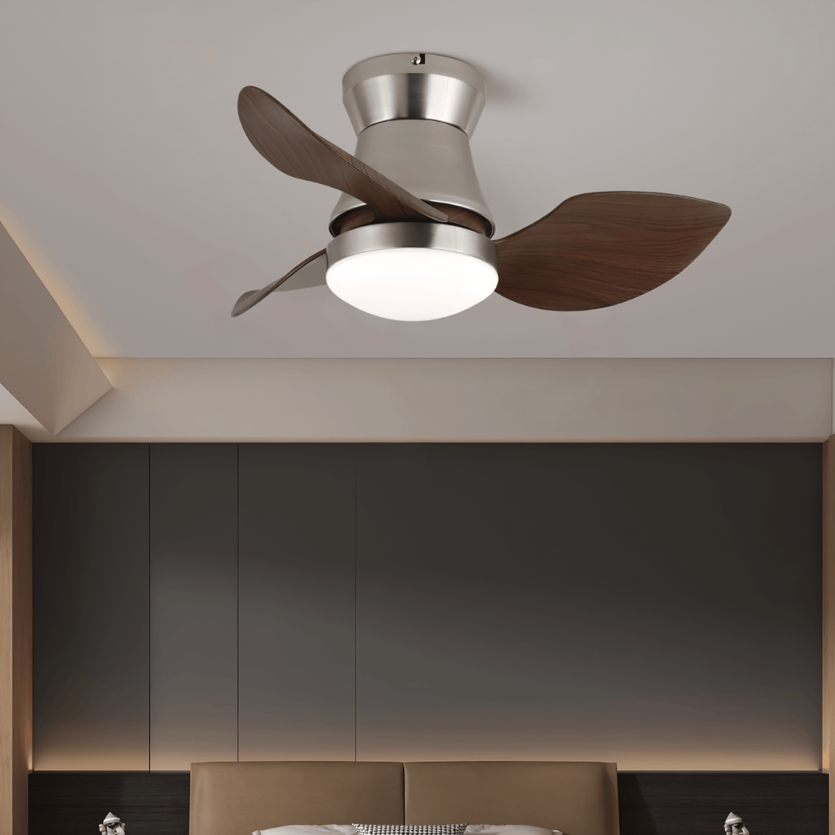 Solano Bloom Ceiling Fan Light with LED, Walnut Finish