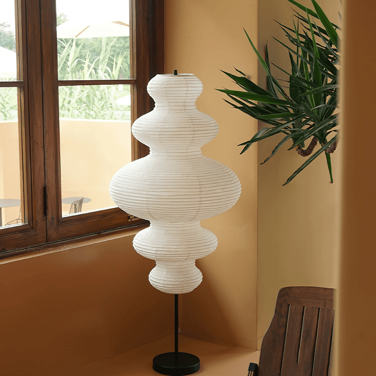 Chigiri Paper Tower Floor Lamp – Handmade Washi Paper Lantern Floor Light