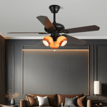 Calantha Bloom Ceiling Fan Light with Scalloped Glass Shades and Wood Blades
