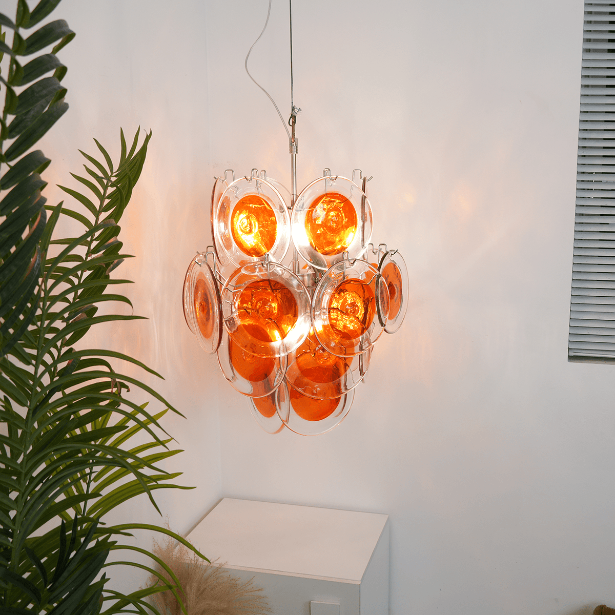 Aurelia Orange Glass Disc Chandelier – Modern Designer Pendant Light