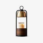 Lunara Candle Warmer Lamp – Brass & Walnut Table Light