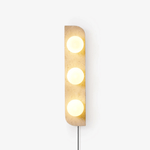 Elysian Travertine Plug-in Wall Sconce with Glass Globes
