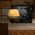 Cadence Table Lamp – Modern Fabric & Wood Table Light for Living Room, Bedroom, and Office