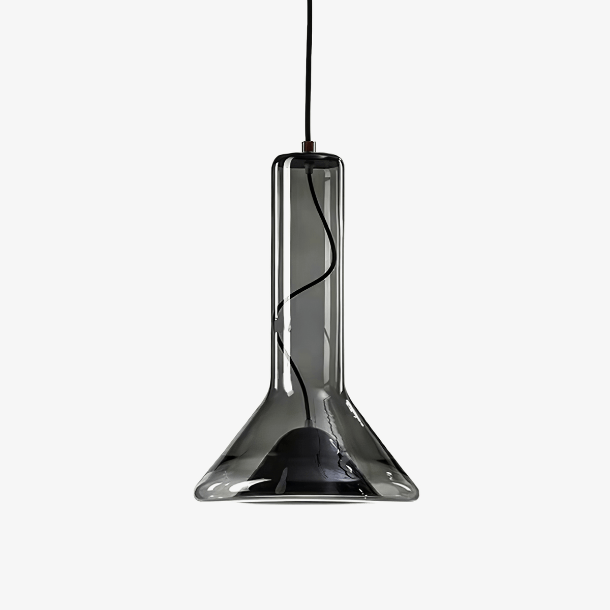 Swirl Glass Pendant Light – Modern Smoke Gray LED Chandelier for Dining Room and Entryway