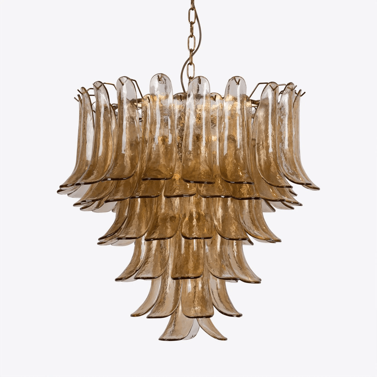 Amber Petalo Chandelier – Modern Brass & Glass Pendant Light