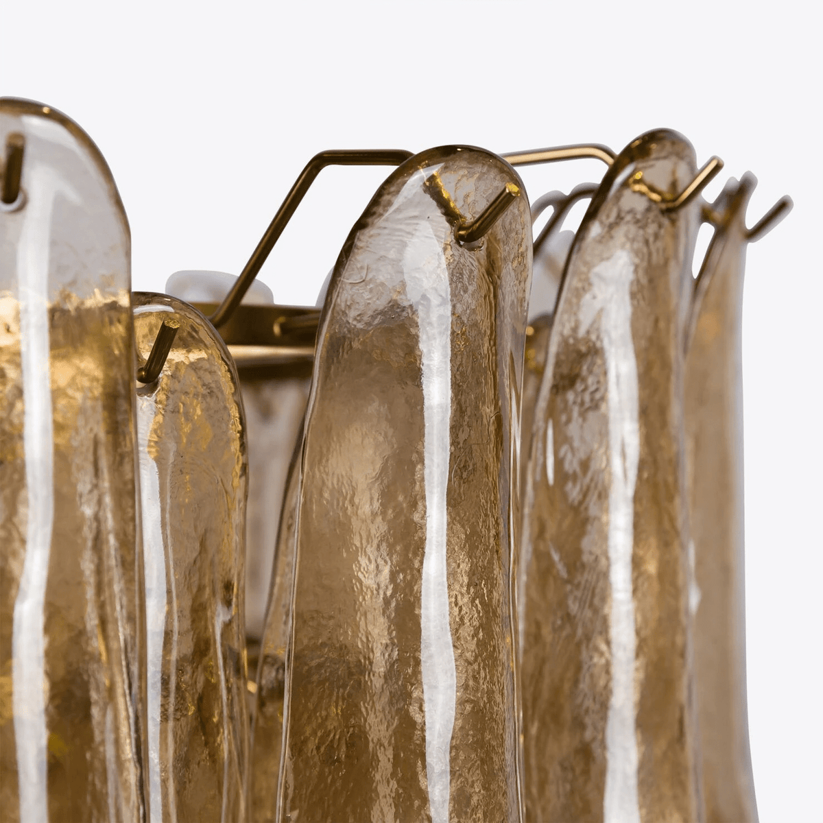 Amber Petalo Chandelier – Modern Brass & Glass Pendant Light