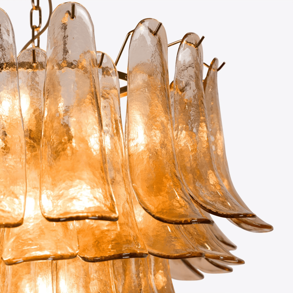 Amber Petalo Chandelier – Modern Brass & Glass Pendant Light