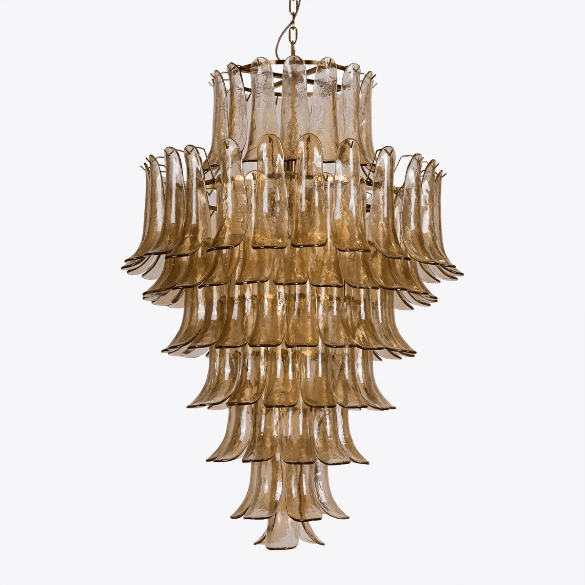 Amber Petalo Chandelier – Modern Brass & Glass Pendant Light