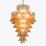 Amber Petalo Chandelier – Modern Brass & Glass Pendant Light