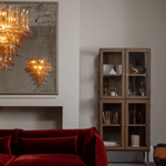 Amber Petalo Chandelier – Modern Brass & Glass Pendant Light
