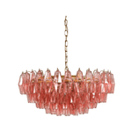Pink Faceted Glass Drop Chandelier in Polished Gold