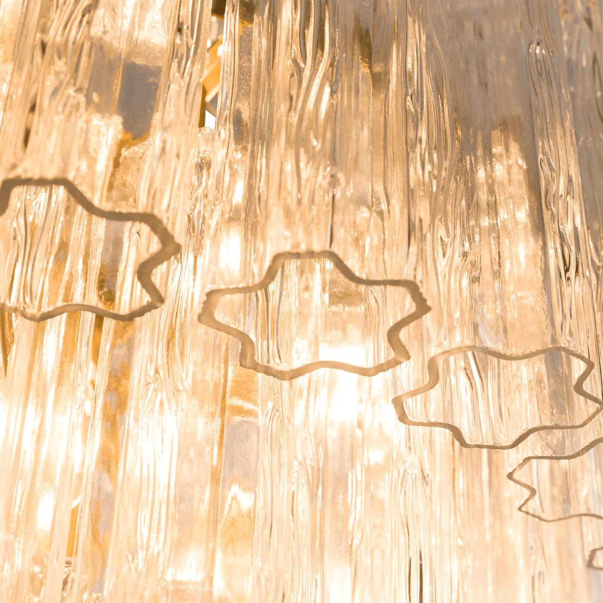 Rina Firenze Five-Tier Glass Chandelier in Polished Gold