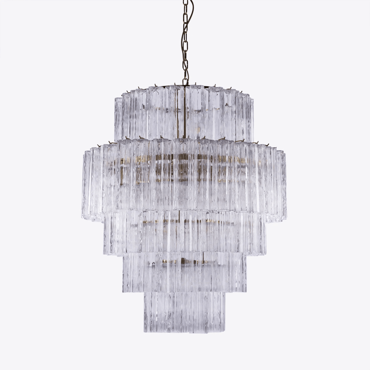 Rina Firenze Five-Tier Glass Chandelier in Polished Gold