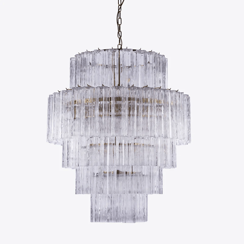 Rina Firenze Five-Tier Glass Chandelier in Polished Gold