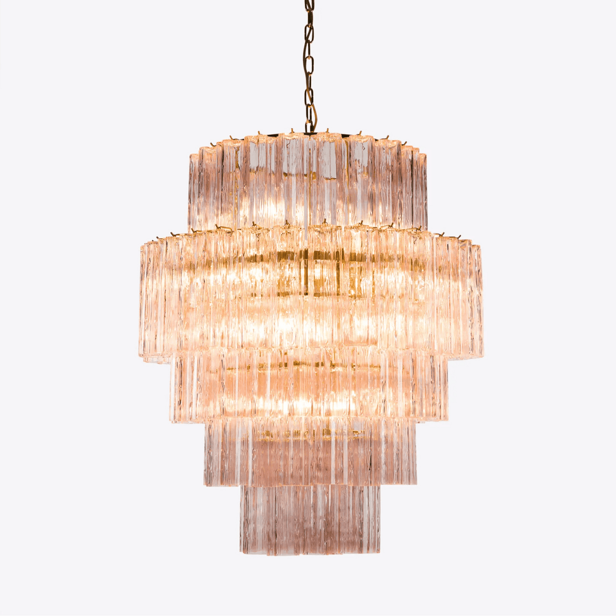 Rina Firenze Five-Tier Glass Chandelier in Polished Gold