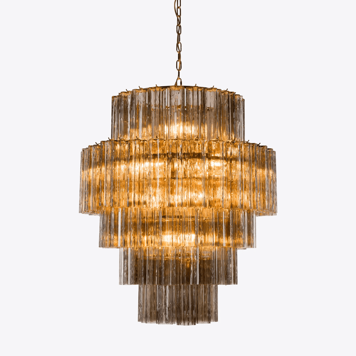 Rina Firenze Five-Tier Glass Chandelier in Polished Gold