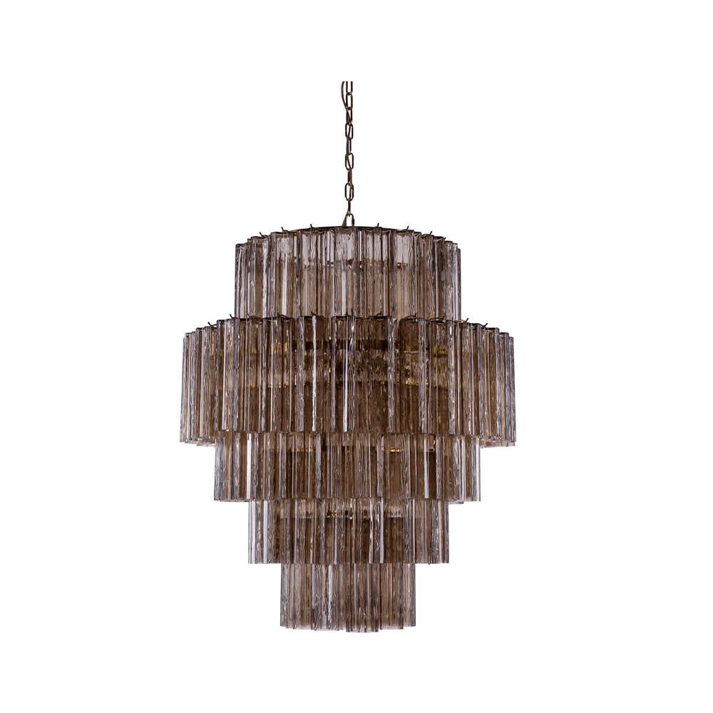 Rina Firenze Five-Tier Glass Chandelier in Polished Gold