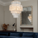 Rina Firenze Five-Tier Glass Chandelier in Polished Gold