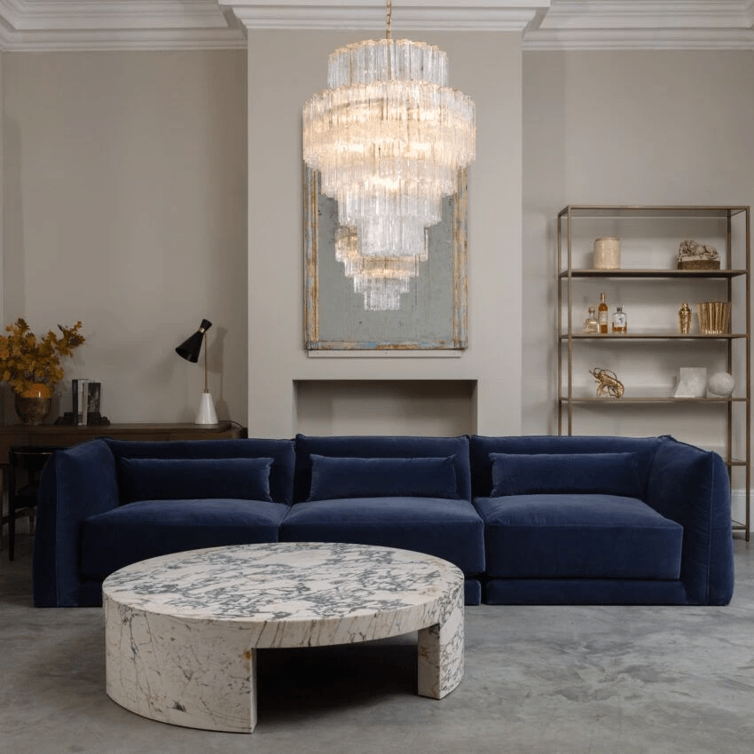 Rina Firenze Five-Tier Glass Chandelier in Polished Gold