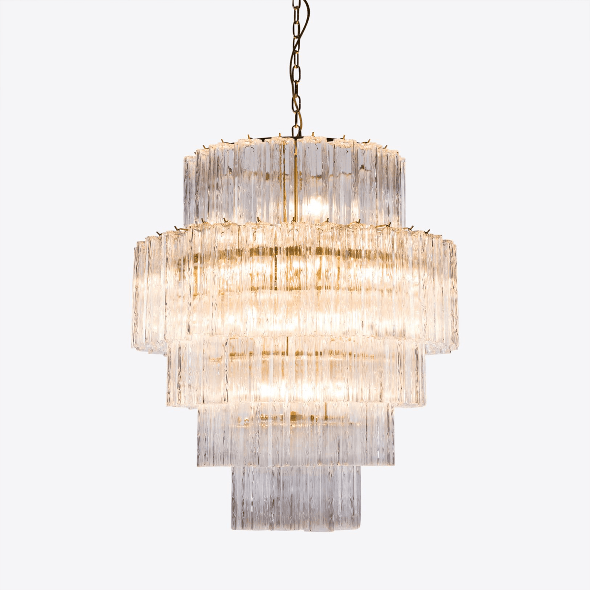 Rina Firenze Five-Tier Glass Chandelier in Polished Gold