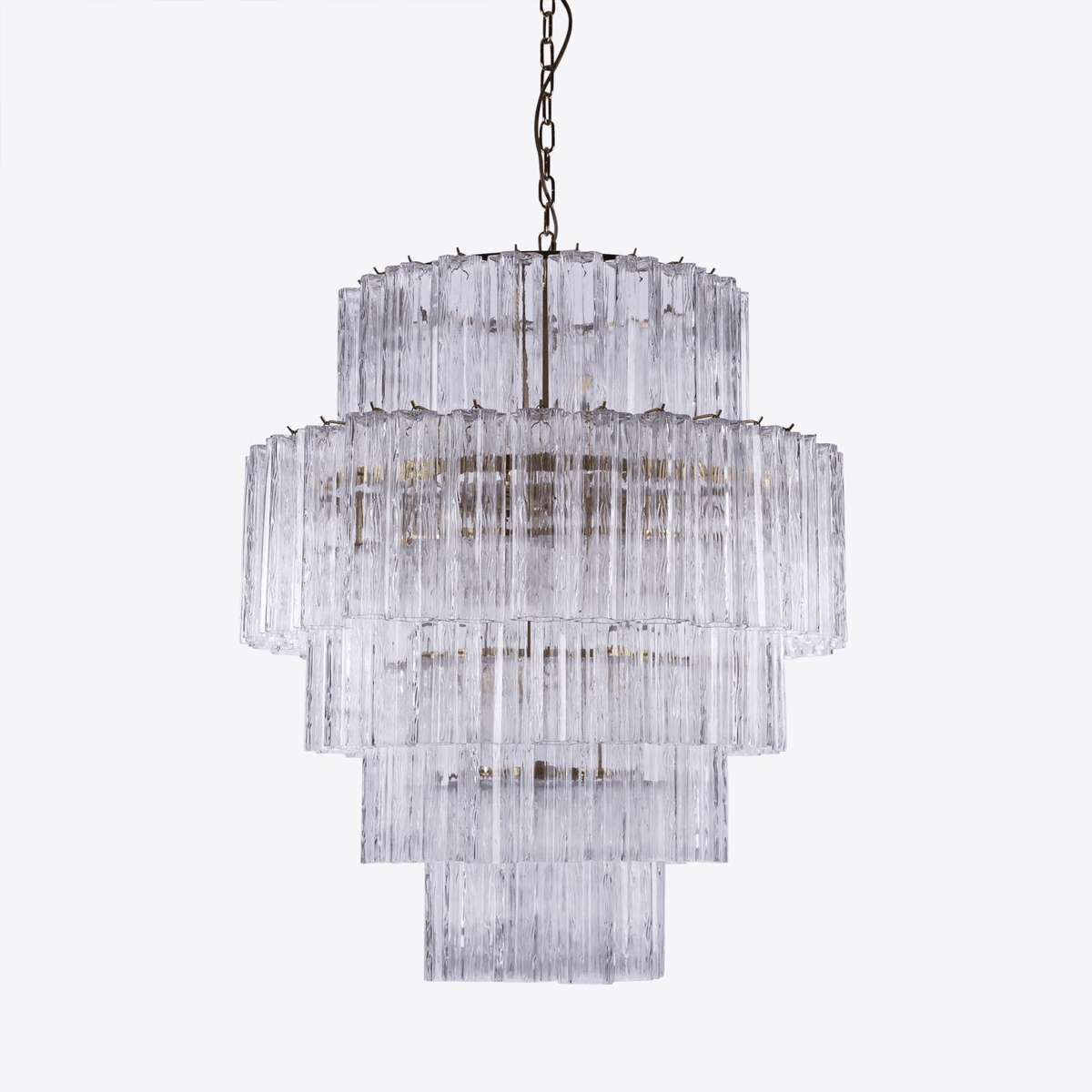 Rina Firenze Five-Tier Glass Chandelier in Polished Gold