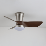 Lirien Flush Mount Ceiling Fan with LED Light in Walnut and Nickel