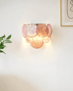Lunaria Disc Glass Wall Sconce – Handcrafted Murano Glass, Nickel Finish