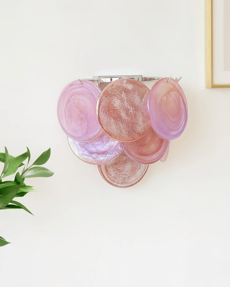 Lunaria Disc Glass Wall Sconce – Handcrafted Murano Glass, Nickel Finish