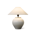 Luma Ceramic Table Lamp with Linen Shade for Bedroom and Living Room