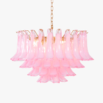 Fiora Pink Glass Chandelier – 17-Light Tiered Murano-Style Pendant for Dining Room & Living Room