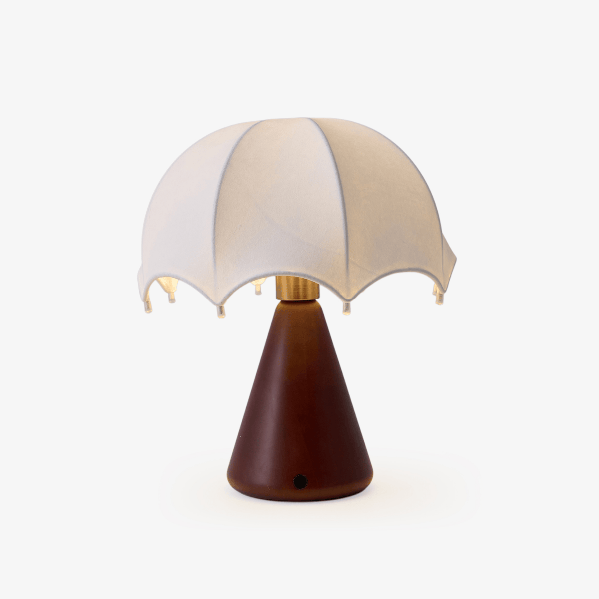 Umbrella Silk Table Lamp – Cordless LED with Walnut Base