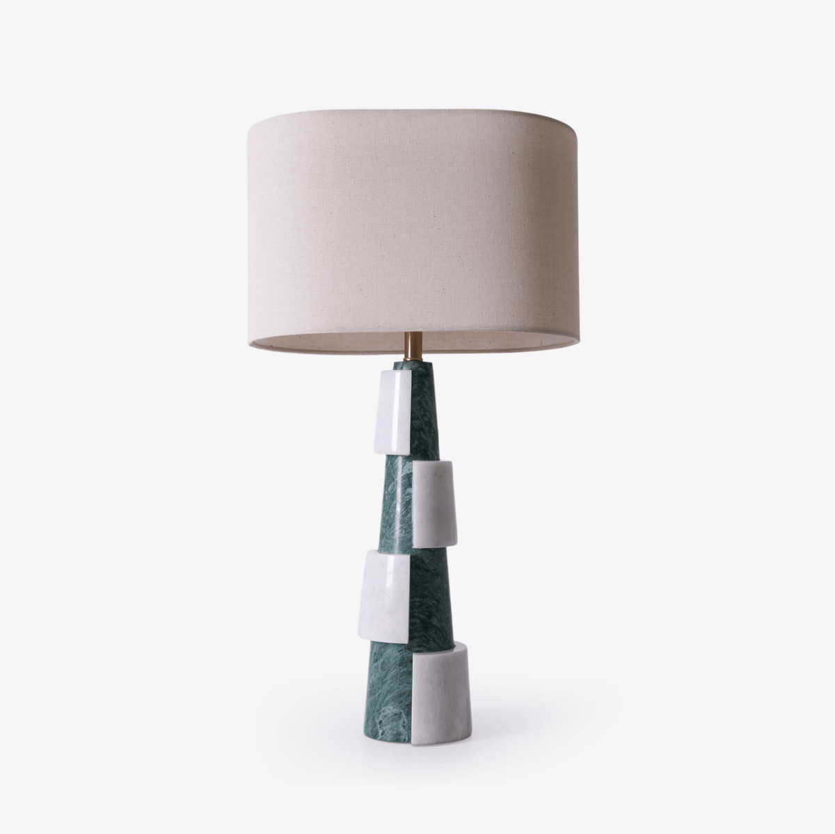 Duomo Marble Table Lamp – Sculptural Stone Base with Fabric Shade