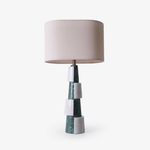 Duomo Marble Table Lamp – Sculptural Stone Base with Fabric Shade