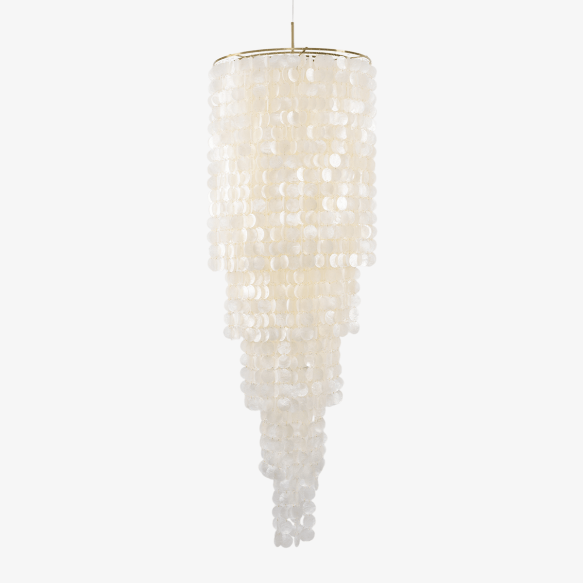 Nerida Shell Chandelier — Natural Shell & Gold Ring Pendant Light