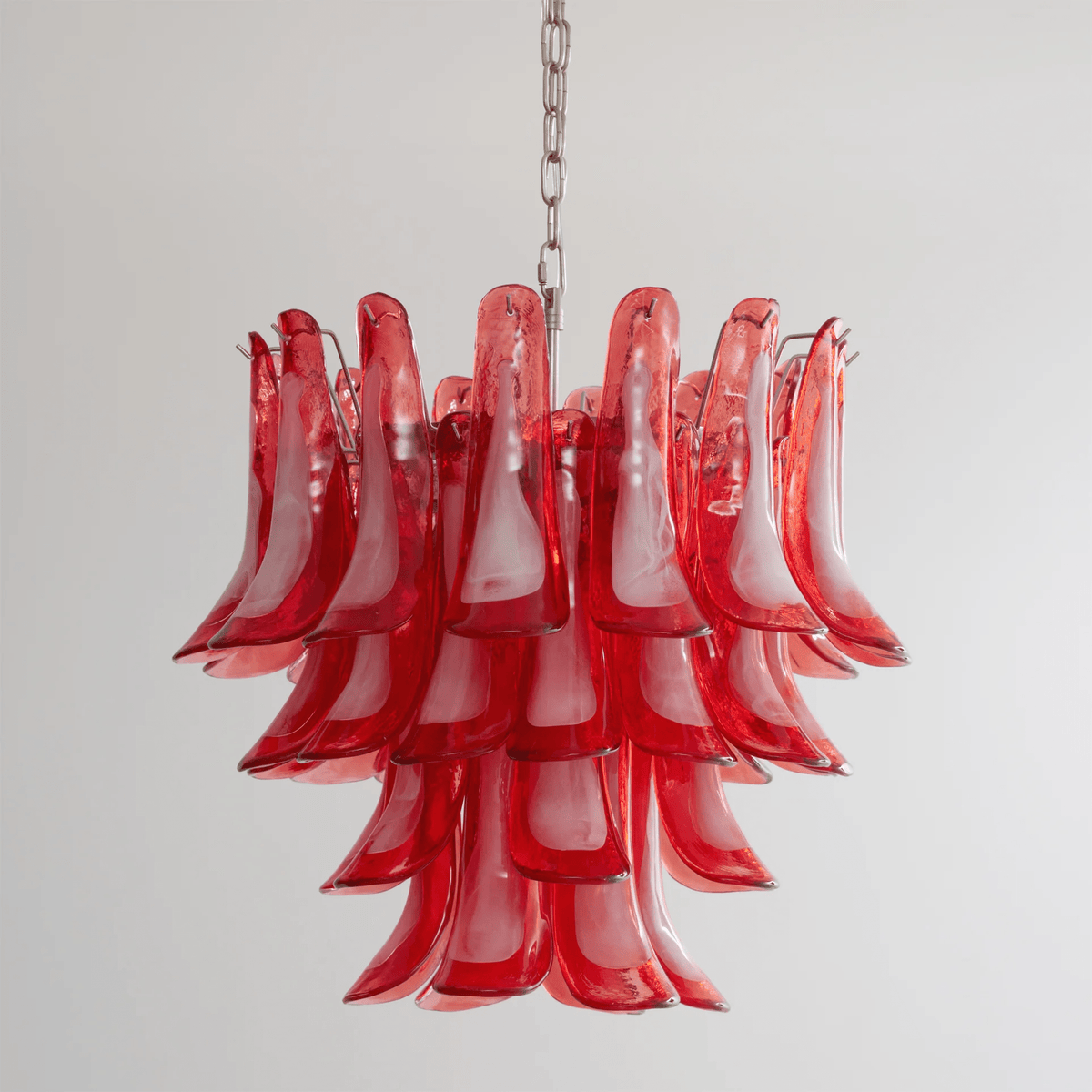 Crimson Glass Petals Chandelier – Murano Style Modern Chandelier for Dining Room and Living Room