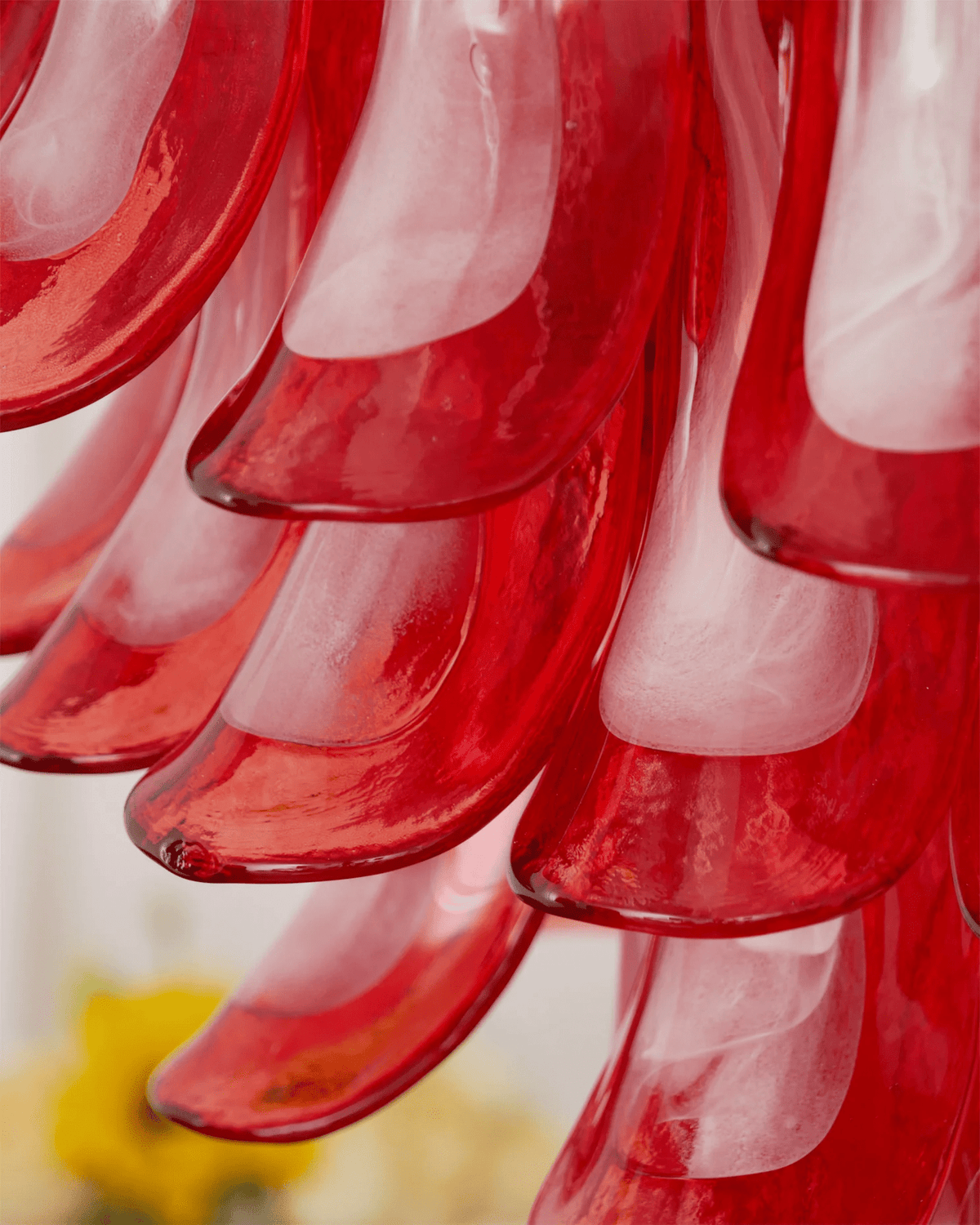 Crimson Glass Petals Chandelier – Murano Style Modern Chandelier for Dining Room and Living Room