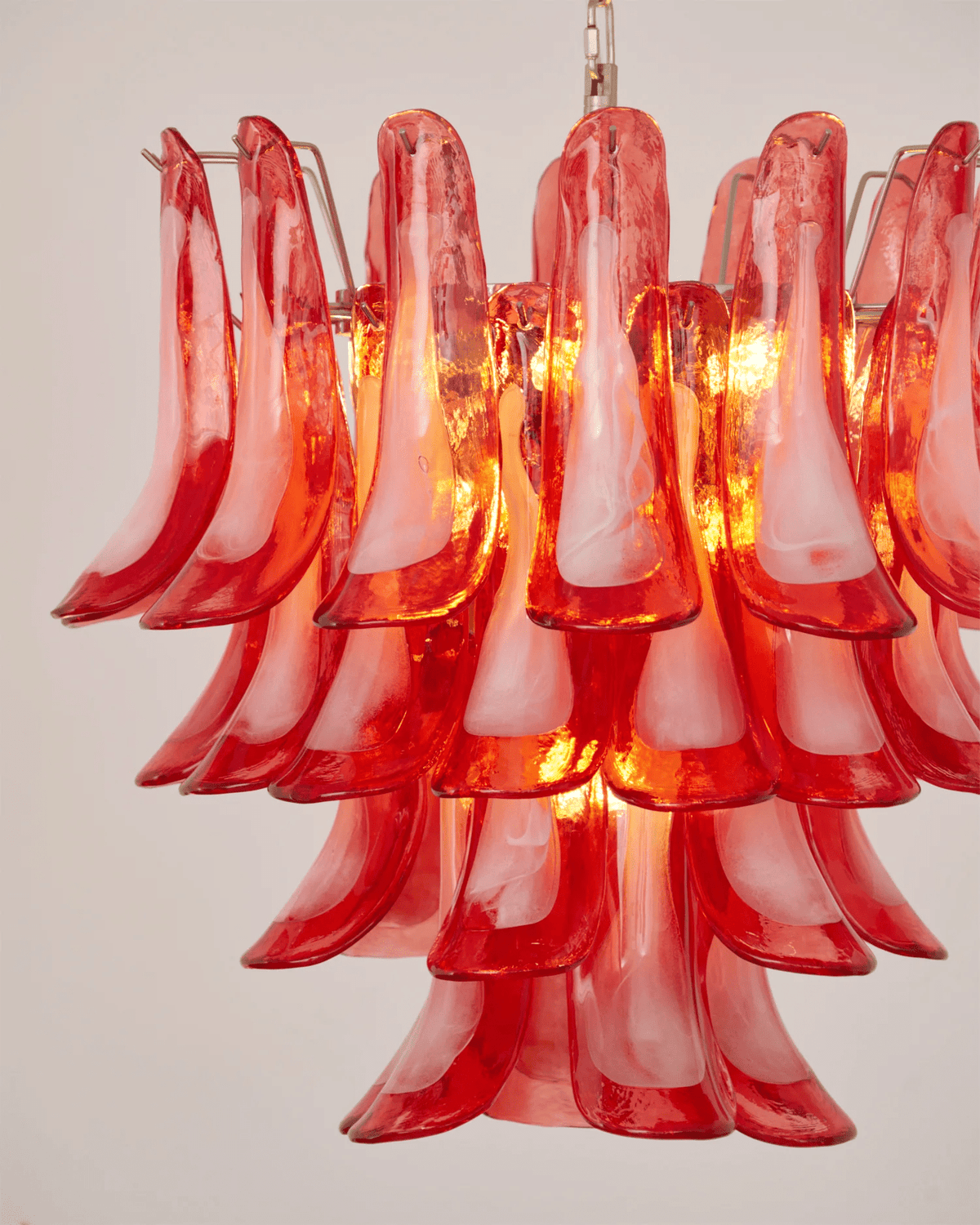 Crimson Glass Petals Chandelier – Murano Style Modern Chandelier for Dining Room and Living Room