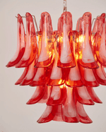 Crimson Glass Petals Chandelier – Murano Style Modern Chandelier for Dining Room and Living Room