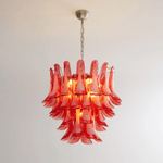 Crimson Glass Petals Chandelier – Murano Style Modern Chandelier for Dining Room and Living Room