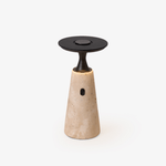 Terrava Rechargeable Table Lamp in Travertine and Matte Black