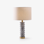 Rivara Stone Table Lamp – Sculptural Marble Base with Linen Shade