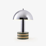 Luno Chrome Table Lamp with Green Marble Base – Modern Designer Desk Light