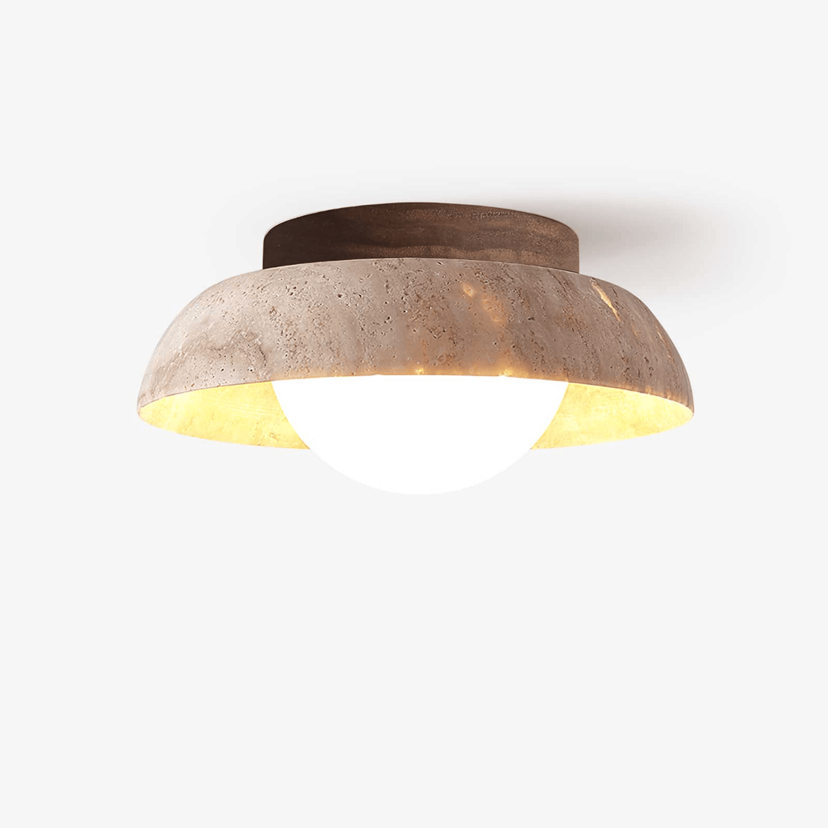 Caelo Travertine Dome LED Ceiling Light – Modern Flush Mount for Bedroom & Living Room