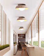 Caelo Travertine Dome LED Ceiling Light – Modern Flush Mount for Bedroom & Living Room