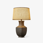 Orendi Ceramic Table Lamp with Linen Shade for Bedroom and Living Room