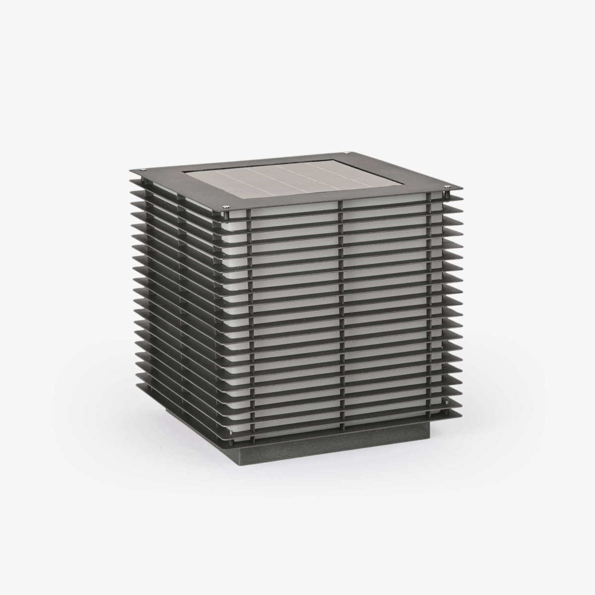 Solar Grid Outdoor Lantern – Modern Architectural LED Post Light