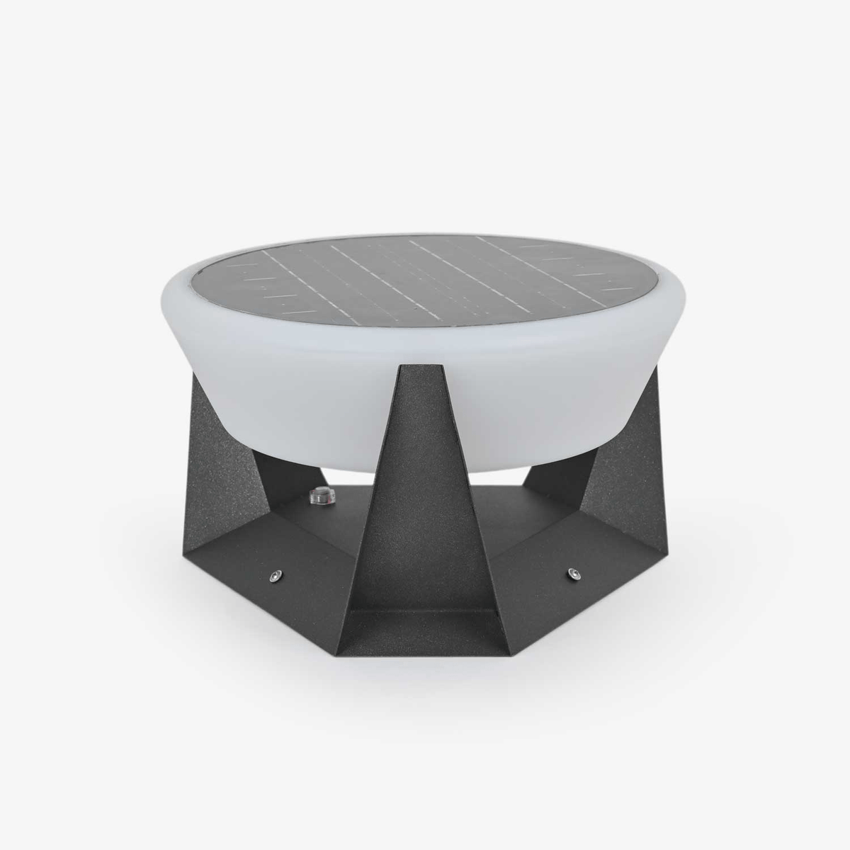 Geobase Solar Outdoor Post Light – Modern Geometric LED Garden Lamp