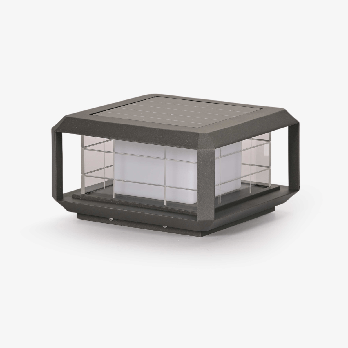 Grid Guard Solar Lantern — Architectural Outdoor LED Post Light