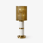 Gilded Cage Table Lamp – Sculptural White Marble & Gold Table Light