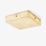 Square Alabaster Ceiling Light – Modern Flush Mount with Brass Accents